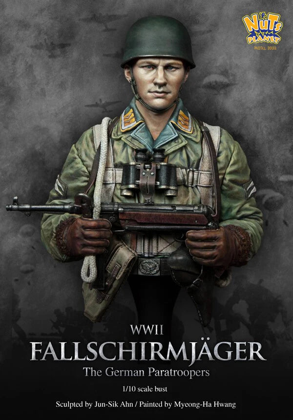 1/10 WWII German Paratrooper, Resin Model Bust Kit, Unassembled and Unpainted