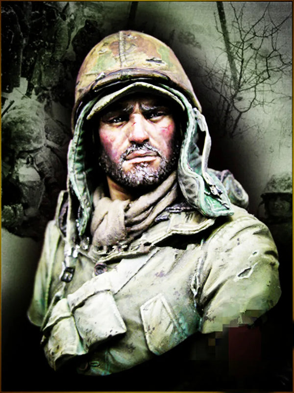 1/10 Modern Tactical Soldier with Beard and Head Wrap, Resin Model Bust Kit, Unassembled and Unpainted