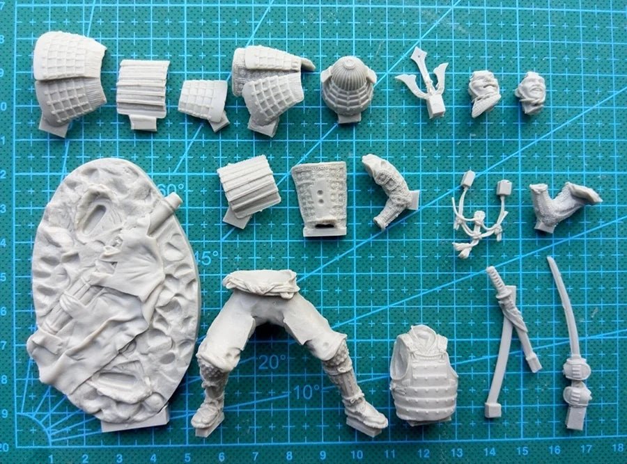 75mm Medieval Samurai Attacking with Raised Katana, Resin Model Figure Kit, Unassembled and Unpainted