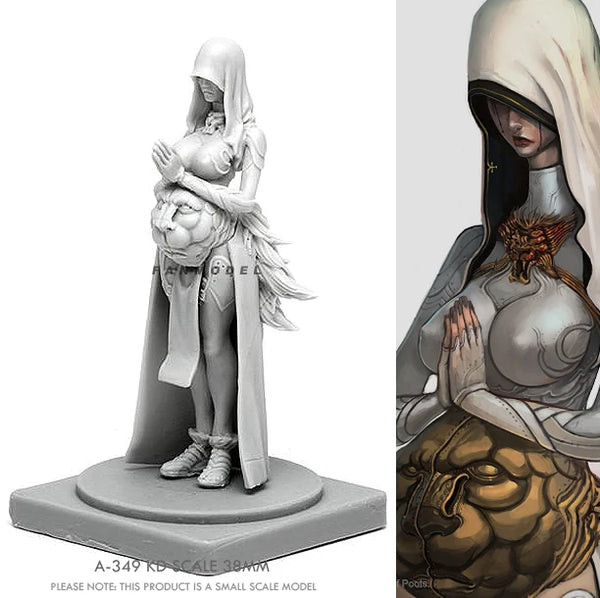 38mm Priestess Warrior, Resin Model Figure Kit, Fantasy Theme, Unassembled and Unpainted