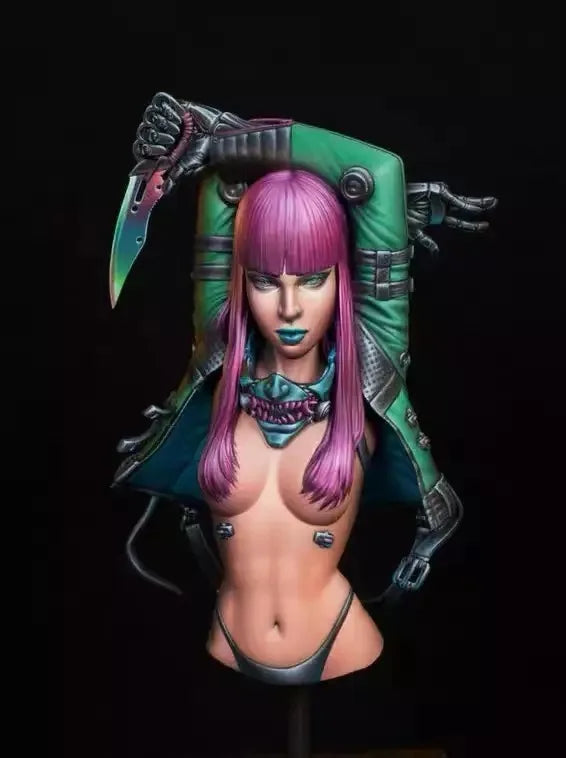 1/10 Fantasy Female Warrior Mage, Resin Model Bust Kit, Unassembled and Unpainted