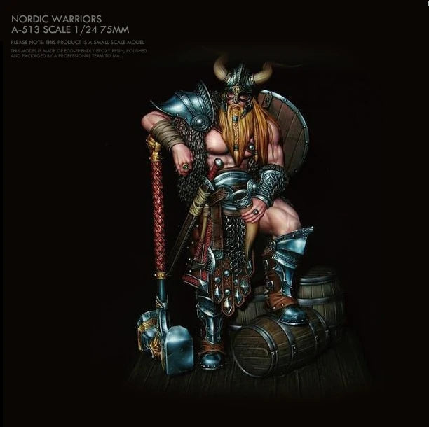 1/24 Nordic Barbarian Warrior, Resin Model Figure Kit, Fantasy Theme, Unassembled and Unpainted