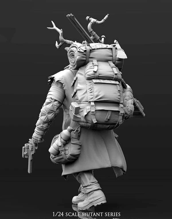 1/24 Stag Warrior with Antlers and Tactical Gear, Resin Model Figure Kit, Fantasy Theme, Unassembled and Unpainted