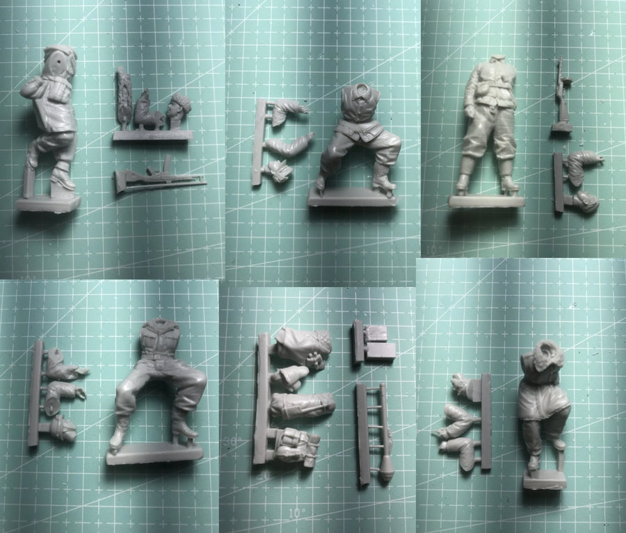 WWII German Motorcycle Scout Squad with Map 1/35 Resin Diorama Kit - resin model view 4