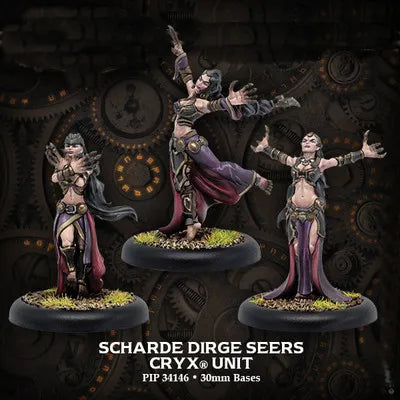 28mm Cryx Dirge Seers, 3 Figures, Resin Model Figure Kit, Fantasy Theme, Unassembled and Unpainted