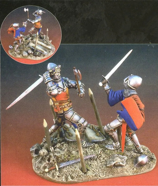 1/32 Medieval Warriors, 2 Figures, Resin Model Diorama Kit, Fantasy Theme, Unassembled and Unpainted