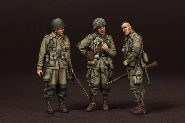 1/35 WWII US Infantry in Combat Positions, 3 Figures, Resin Model Figure Kit, Unassembled and Unpainted