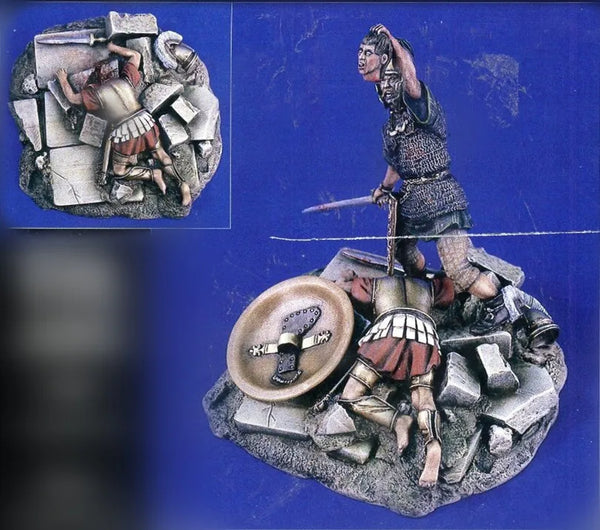 1/32 Medieval Viking Warrior with Round Shield and Spear, Resin Model Figure Kit, Unassembled and Unpainted
