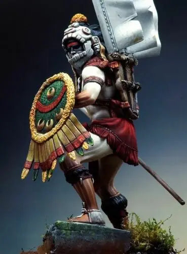 75mm Ancient Warrior with Flag, Resin Model Figure Kit, Unassembled and Unpainted