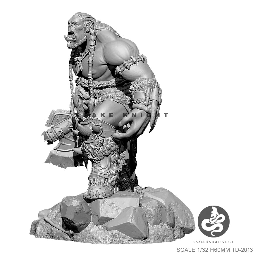 1/32 Tusked Orc Warlord in Chain Armor, Resin Model Figure Kit, Fantasy Theme, Unassembled and Unpainted