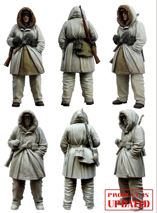 1/35 WWII Winter Soldier in White Camouflage, Resin Model Figure Kit, Unassembled and Unpainted