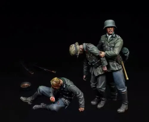 1/35 WWII German Infantry Combat Squad, 3 Figures, Resin Model Figure Kit, Unassembled and Unpainted