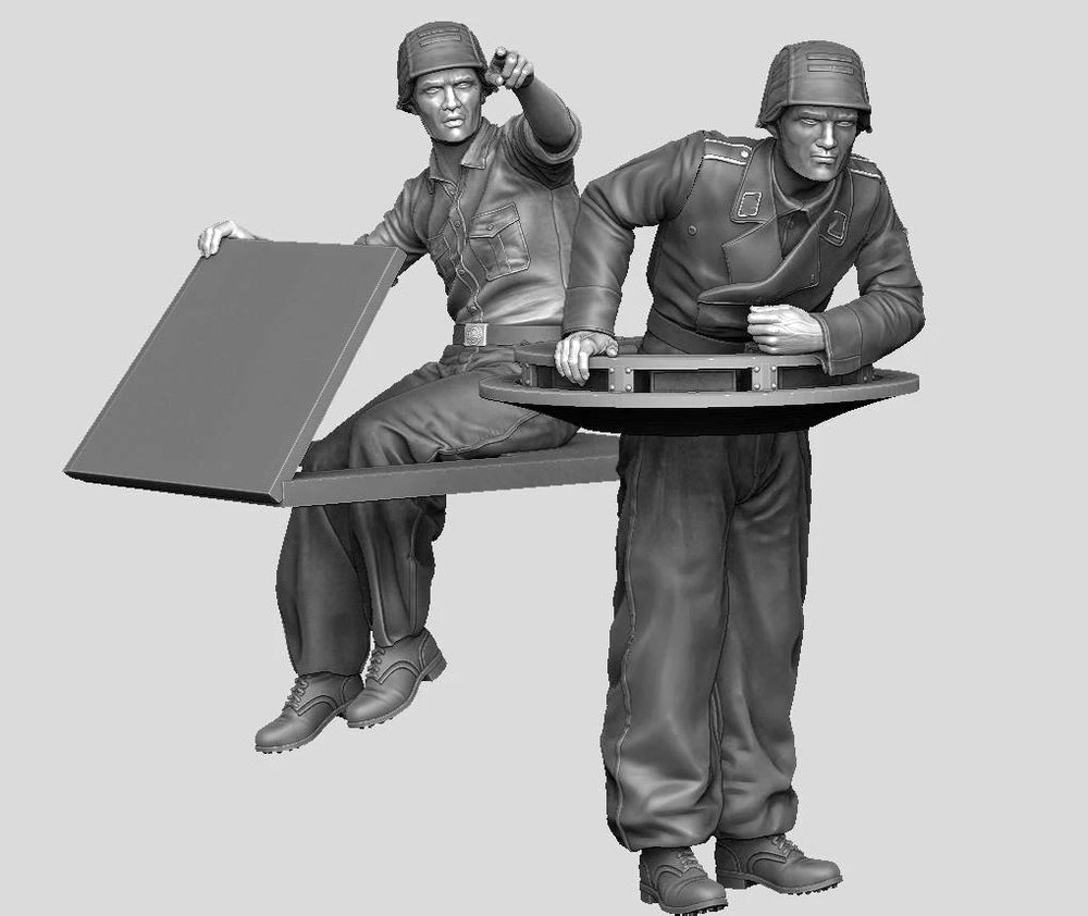 1/35 WWII German Command Staff at Tactical Map, 2 Figures, Resin Model Figure Kit, Unassembled and Unpainted