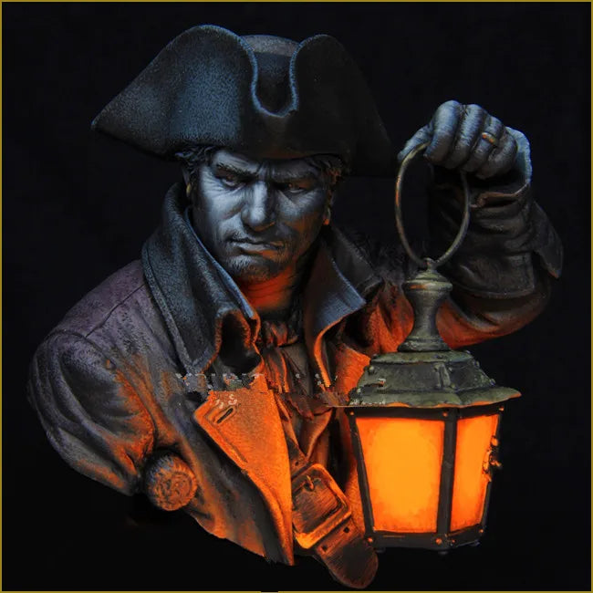 1/10 Napoleonic Officer with Lantern Raising Bicorne, Resin Model Bust Kit, Unassembled and Unpainted