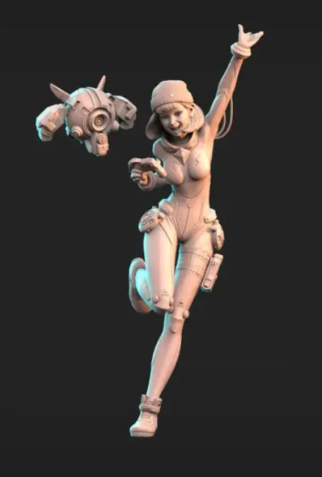 190mm Drone Operator, Resin Model Figure Kit, Sci-Fi Theme, Unassembled and Unpainted