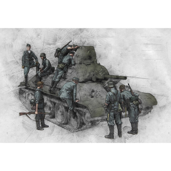 1/35 Modern Military Squad with Machine Gun, 6 Figures, Resin Model Figure Kit, Unassembled and Unpainted