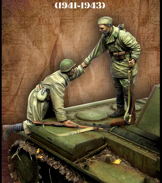 1/35 WWII Soviet Vs German Combat, 6 Figures, Resin Model Figure Kit, Unassembled and Unpainted