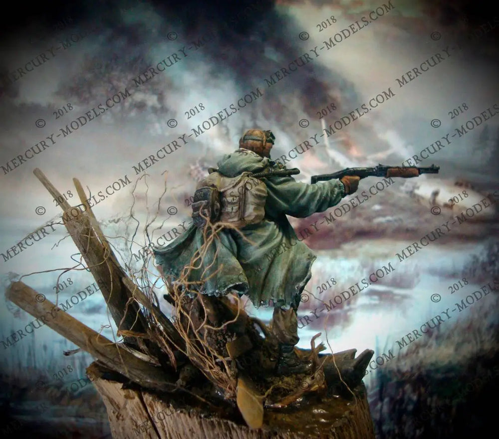 54mm WWI Soldier in Combat, Resin Model Figure Kit, Unassembled and Unpainted
