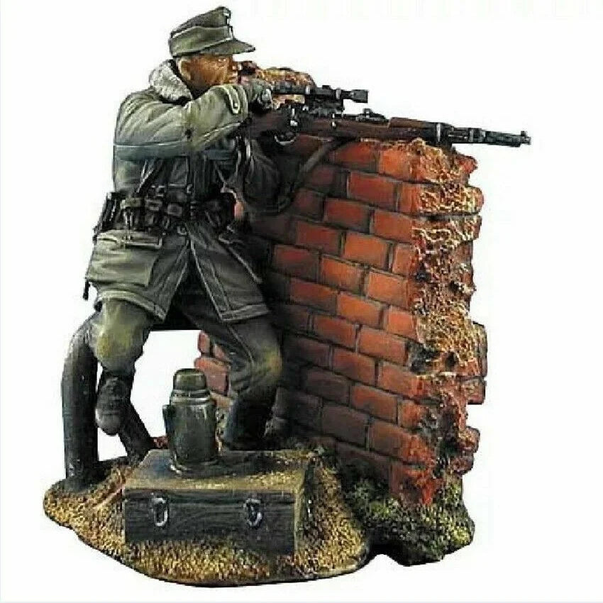 1/35 WWII American Infantryman Firing Behind Wall, Resin Model Figure Kit, Unassembled and Unpainted