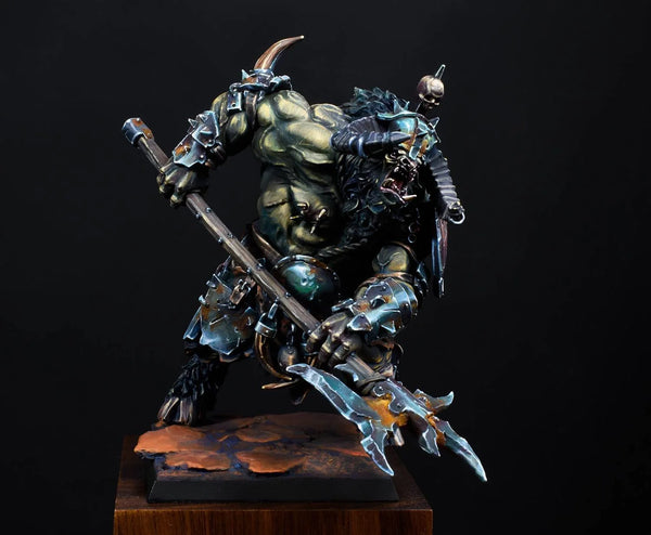 32mm Orc/Demon Armored Warriors, 4 Figures, Resin Model Figure Kit, Fantasy Theme, Unassembled and Unpainted