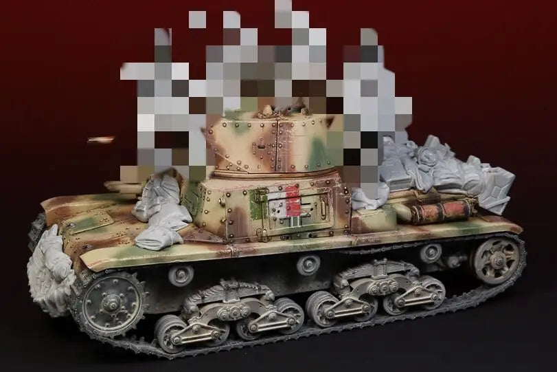 1/35 WWII With Tank and Soldiers, 5 Figures, Resin Model Diorama Kit, Unassembled and Unpainted