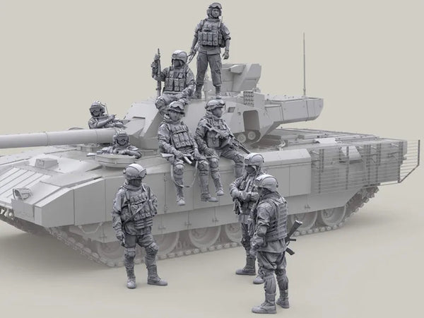 1/35 Modern Infantry in Plate Carriers and Combat Helmets, 9 Figures, Resin Model Figure Kit, Unassembled and Unpainted