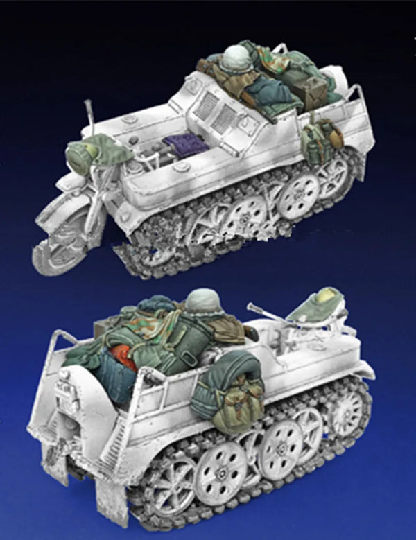 1/35 WWII US Half-Track with Crew, Resin Model Figure Kit, Unassembled and Unpainted