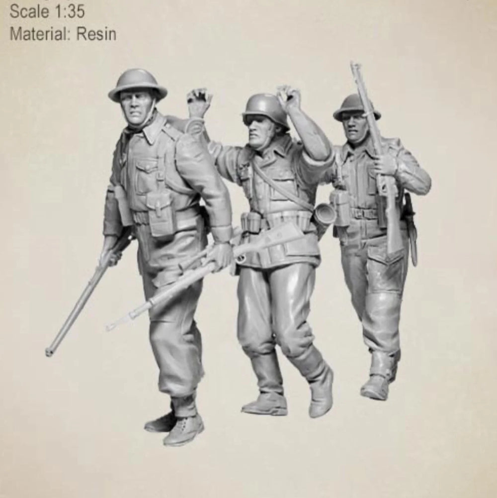 1/35 WWII German Infantry Assault Squad, 3 Figures, Resin Model Figure Kit, Unassembled and Unpainted
