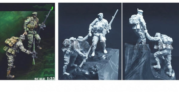 1/35 Armored Warriors, 2 Figures, Resin Model Figure Kit, Fantasy Theme, Unassembled and Unpainted