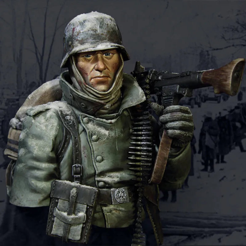 1/10 WWII German Machine Gunner, Resin Model Figure Kit, Unassembled and Unpainted