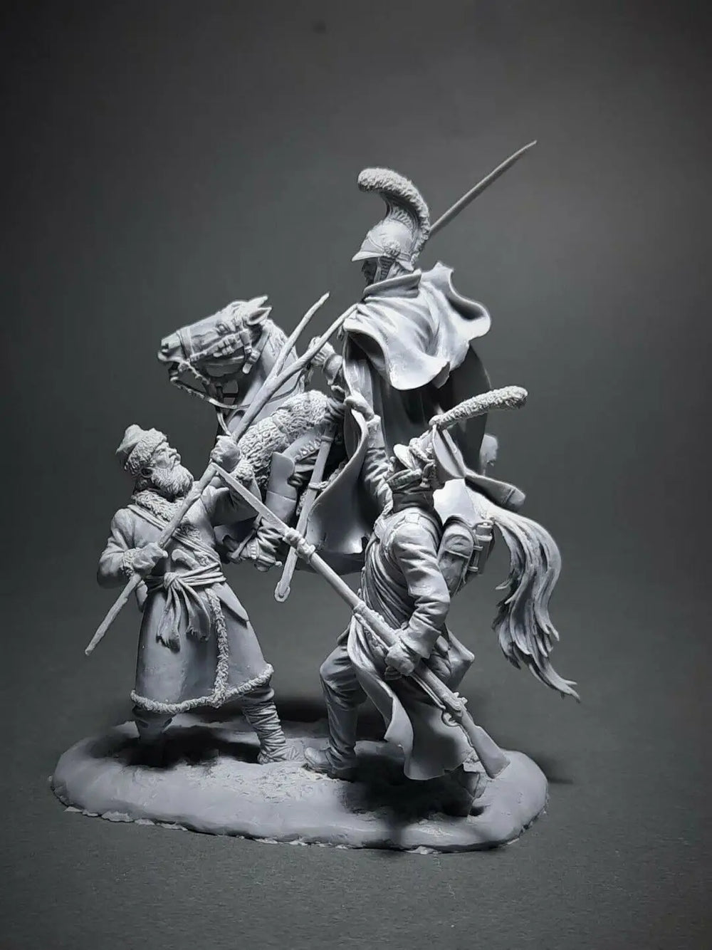 54mm Napoleonic French Cavalry Officer Raising Sabre, Resin Model Figure Kit, Unassembled and Unpainted