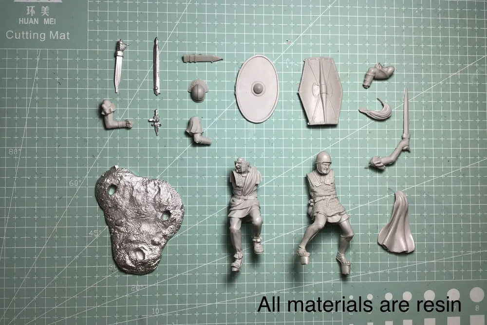 54mm Ancient Roman Legionaries with Plumed Helmets and Spears, 2 Figures, Resin Model Figure Kit, Unassembled and Unpainted