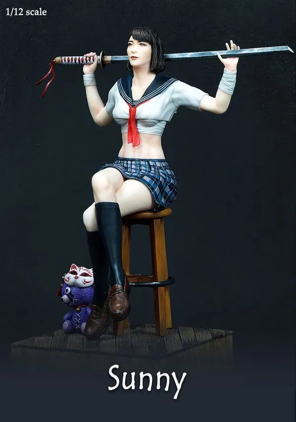 1/12 Female Warrior, Resin Model Figure Kit, Anime Theme, Unassembled and Unpainted
