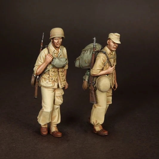 1/35 WWII German Afrika Korps Infantry Patrol, 6 Figures, Resin Model Figure Kit, Unassembled and Unpainted