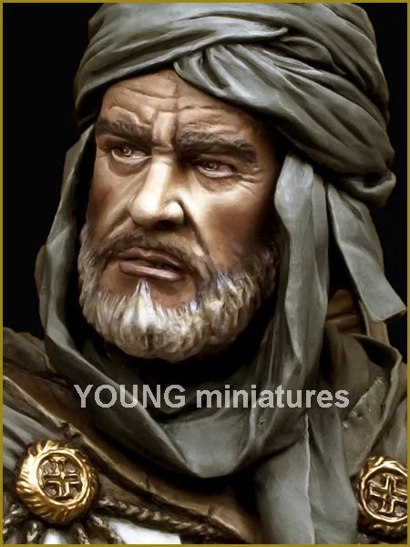 1/10 Medieval Crusader Knight with Headwrap and Red Cross, Resin Model Bust Kit, Unassembled and Unpainted