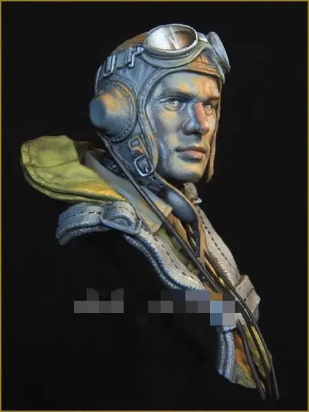 1/10 WWII Pilot Aviator, Resin Model Bust Kit, Unassembled and Unpainted