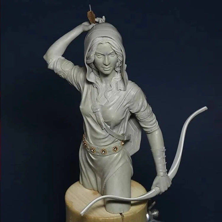 1/10 Female Archer, 2 Figures, Resin Model Bust Kit, Fantasy Theme, Unassembled and Unpainted