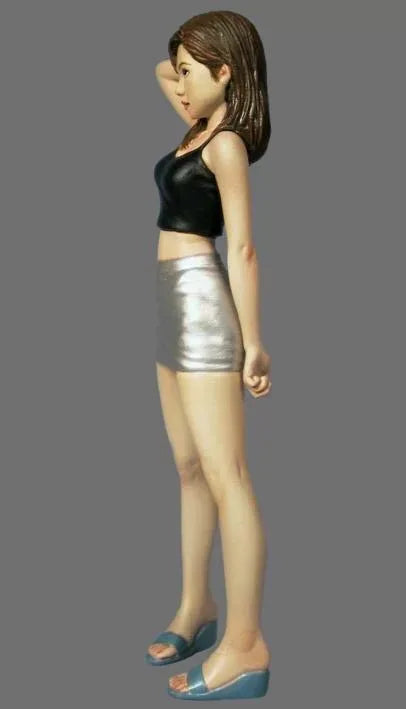 1/12 Modern Female in Black Crop Top and Metallic Ruched Skirt, Resin Model Figure Kit, Unassembled and Unpainted