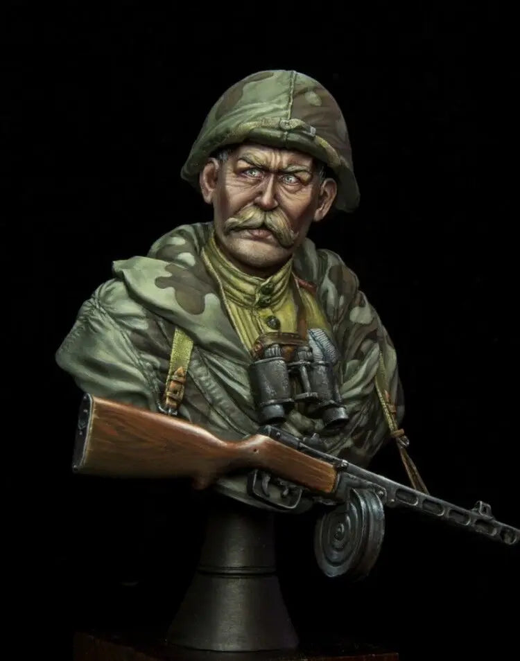 1/10 WWII German Infantry Soldier with MP40, Resin Model Bust Kit, Unassembled and Unpainted