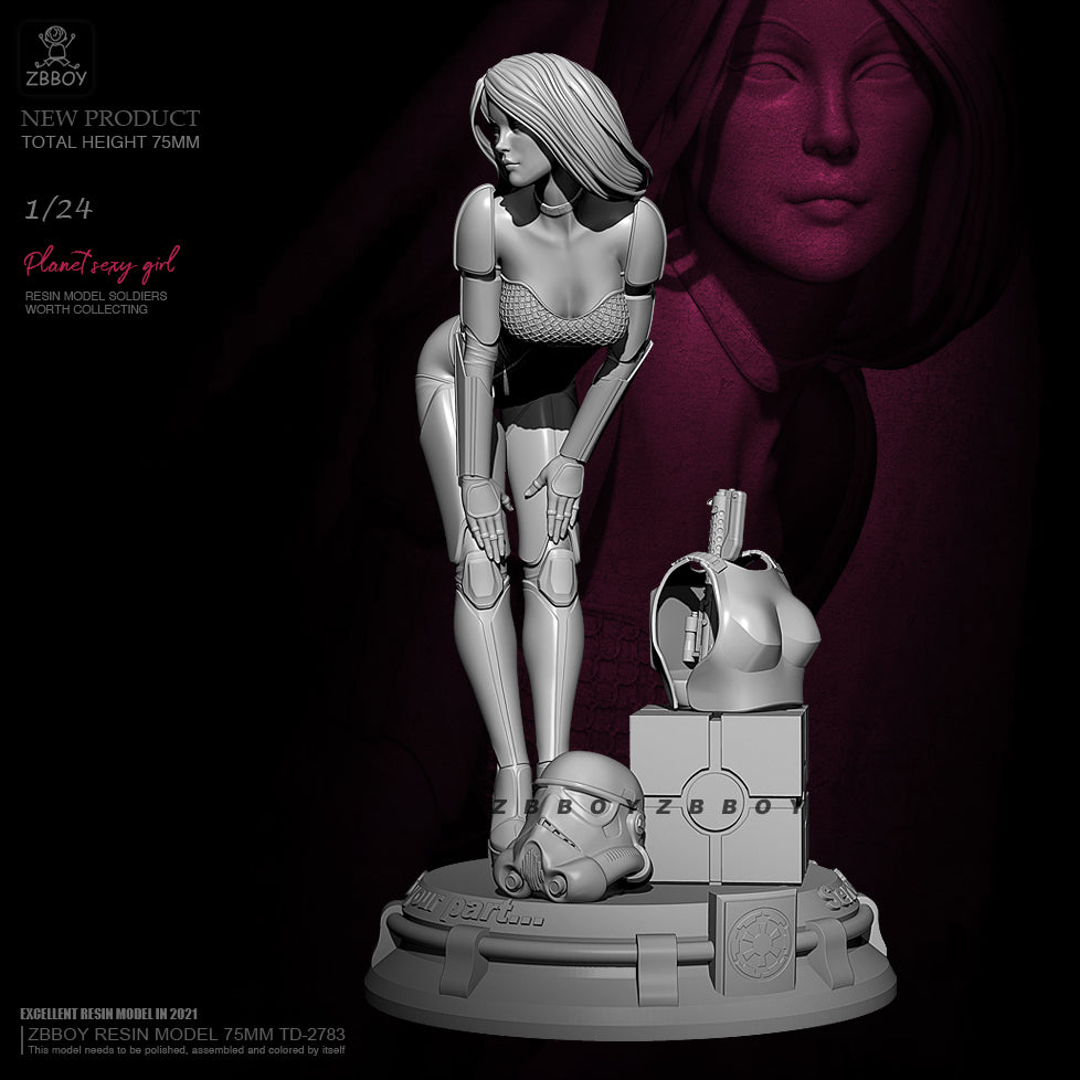 1/24 Female Cyborg Pilot in Tactical Combat Suit, Resin Model Figure Kit, Unassembled and Unpainted