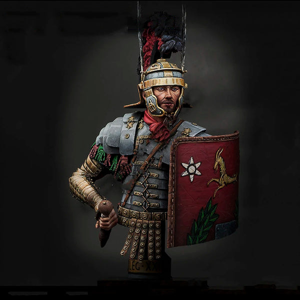 1/10 Ancient Roman Legionnaire with Segmented Armor and Shield, Resin Model Bust Kit, Unassembled and Unpainted