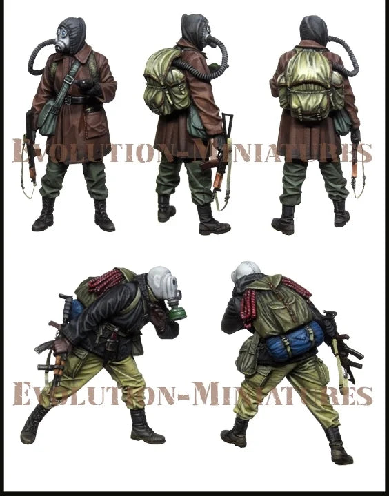 1/35 Post-Apocalyptic Soldiers, 5 Figures, Resin Model Figure Kit, Fantasy Theme, Unassembled and Unpainted