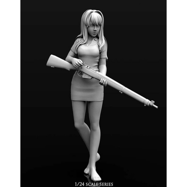 1/24 Pin-up Anime Soldier, Resin Model Figure Kit, Unassembled and Unpainted