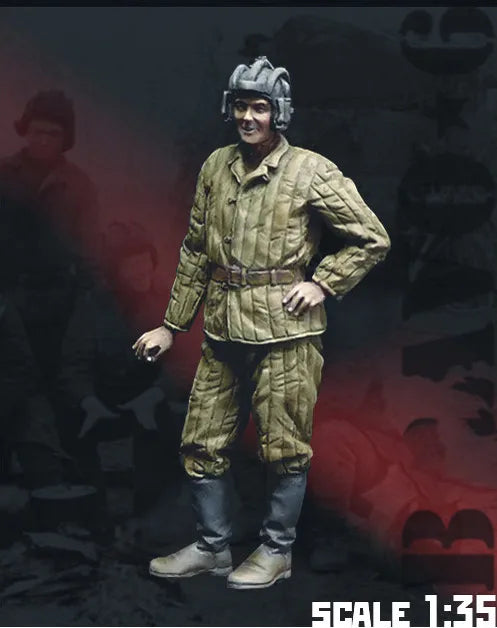 1/35 WWII German Infantryman in Striped Campaign Uniform, Resin Model Figure Kit, Unassembled and Unpainted