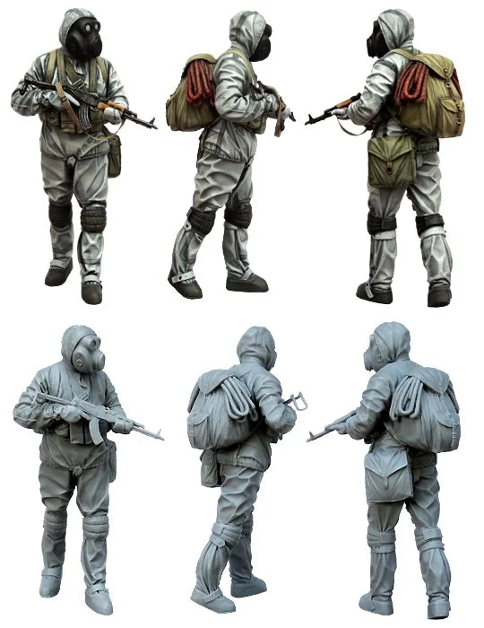 1/35 Modern Post-Apocalyptic Soldier in Gas Mask, Resin Model Figure Kit, Unassembled and Unpainted