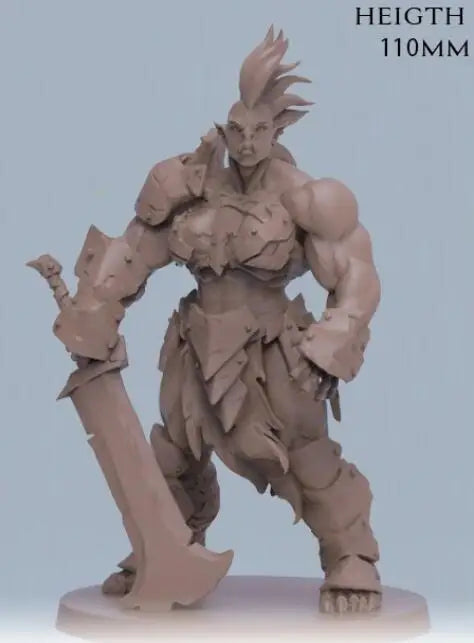 110mm Orc Warrior, Resin Model Figure Kit, Fantasy Theme, Unassembled and Unpainted