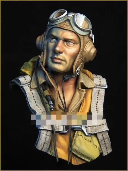 1/10 WWII Pilot Aviator, Resin Model Bust Kit, Unassembled and Unpainted