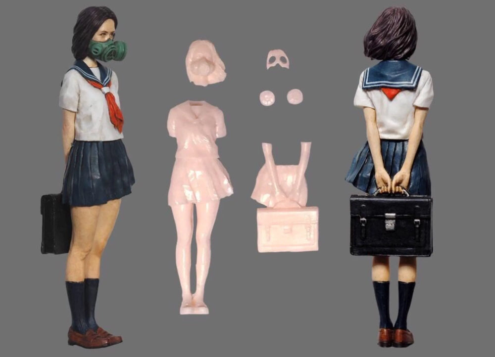 1/35 Masked Schoolgirl Sailor Uniform, Resin Model Figure Kit, Anime Theme, Unassembled and Unpainted