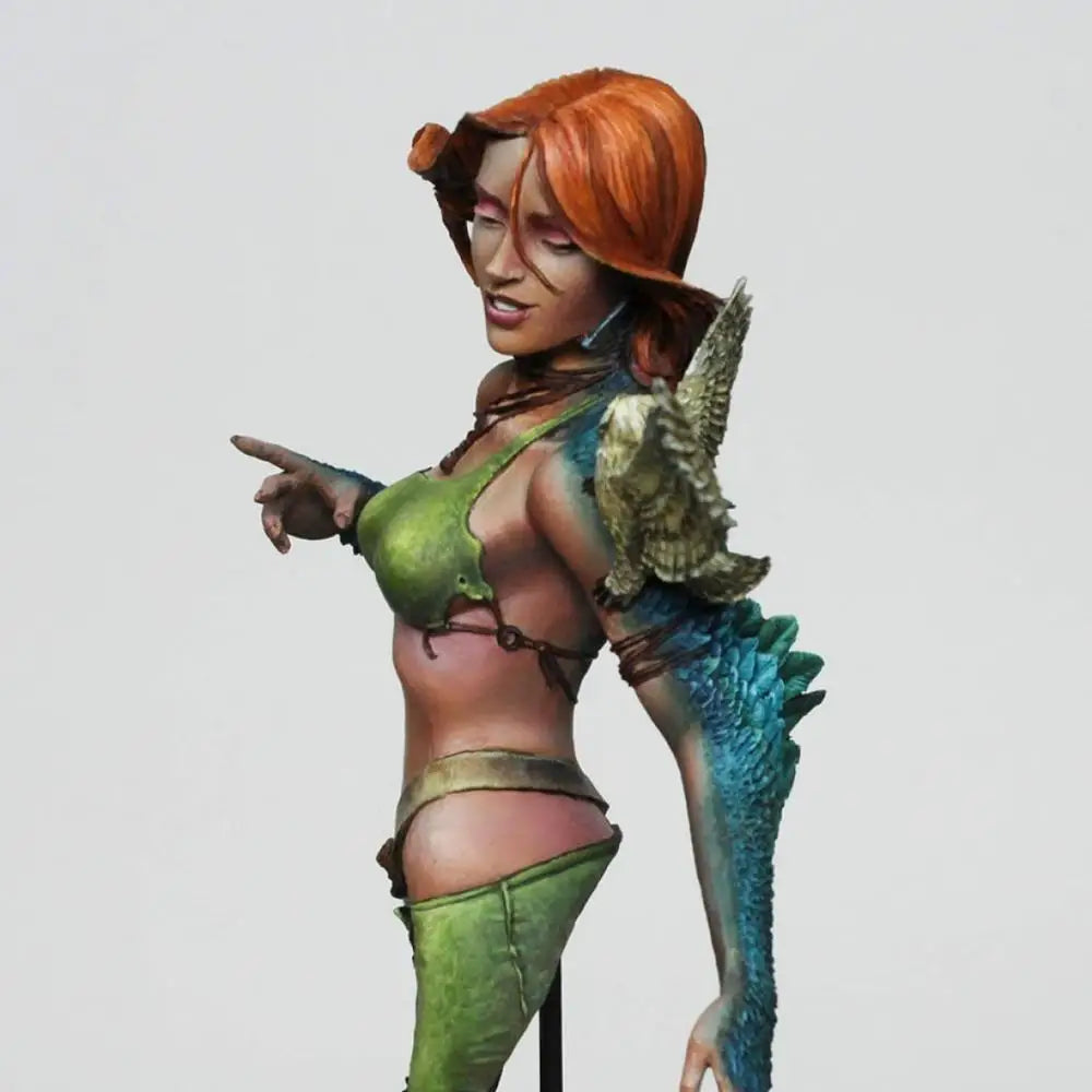 1/10 Red-Haired Warrior with Teal Dragon, Resin Model Bust Kit, Fantasy Theme, Unassembled and Unpainted