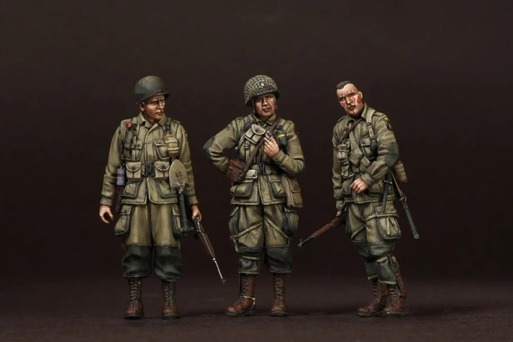 1/35 WWII US Infantry in Combat Positions, 3 Figures, Resin Model Figure Kit, Unassembled and Unpainted
